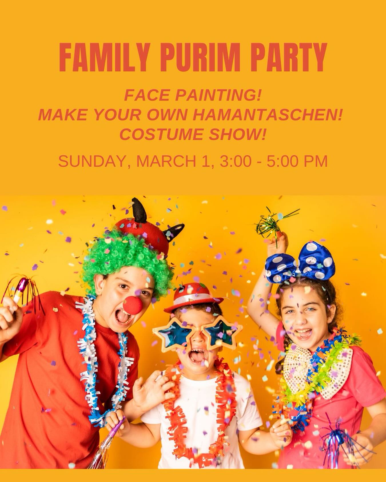 A fun-filled Purim celebration for kids of all ages!
No charge for members, $5 for non-members. #purimparty #kidspurim