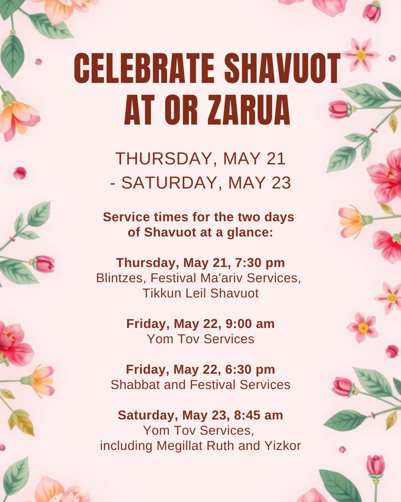 Join us for Shavuot! #uessynagogue #egalitariansynagogue #shavuot
